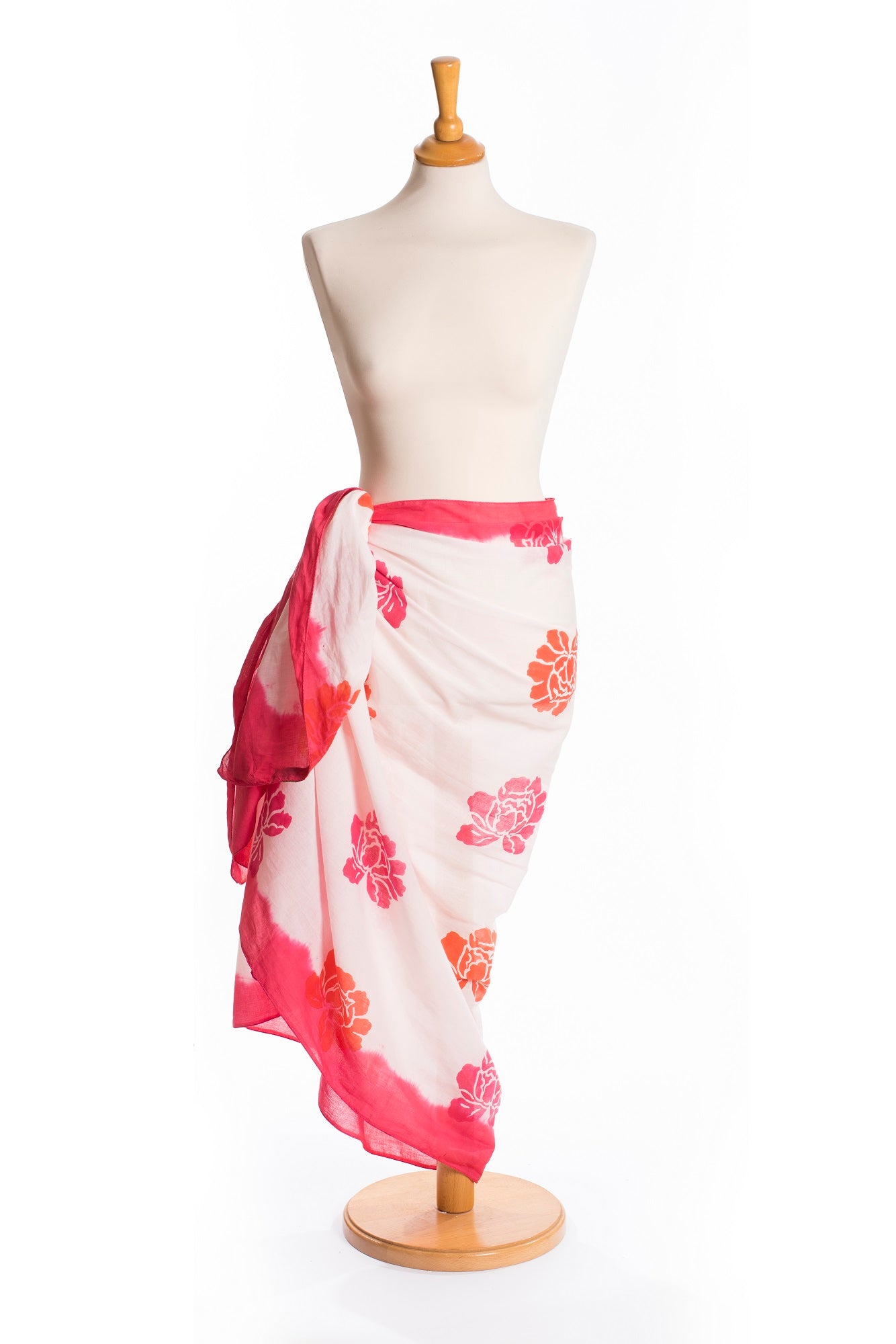 Sarong Pareo in Cotton Block Printing Technique - PINK