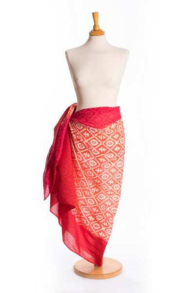Pareo sarong in printed and hand-dyed cotton - PURPLE
