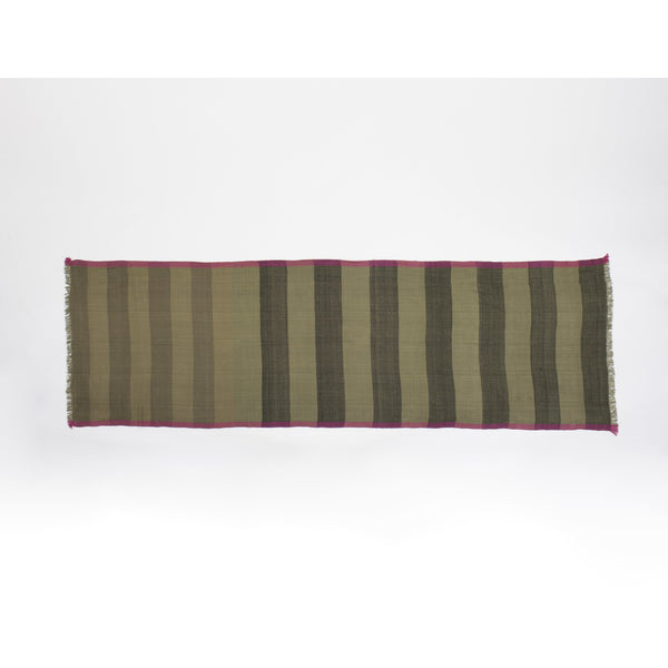 Unisex Scarf with Military Green Stripes and Pink Border